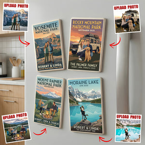 Memorable Trips Retro Fridge Magnet, Custom Photo Gifts For Camper, Hiker, Trekkers, Outdoor Enthusiasts 03qhdt241225-Homacus
