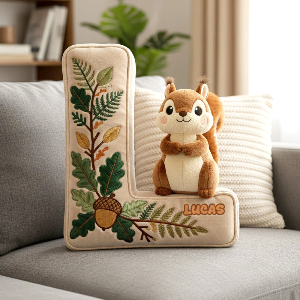 Squirrel Alphabet Initial Letter Custom Shaped Pillow - Personalized Gifts For Kids 02pgtn101225-Homacus