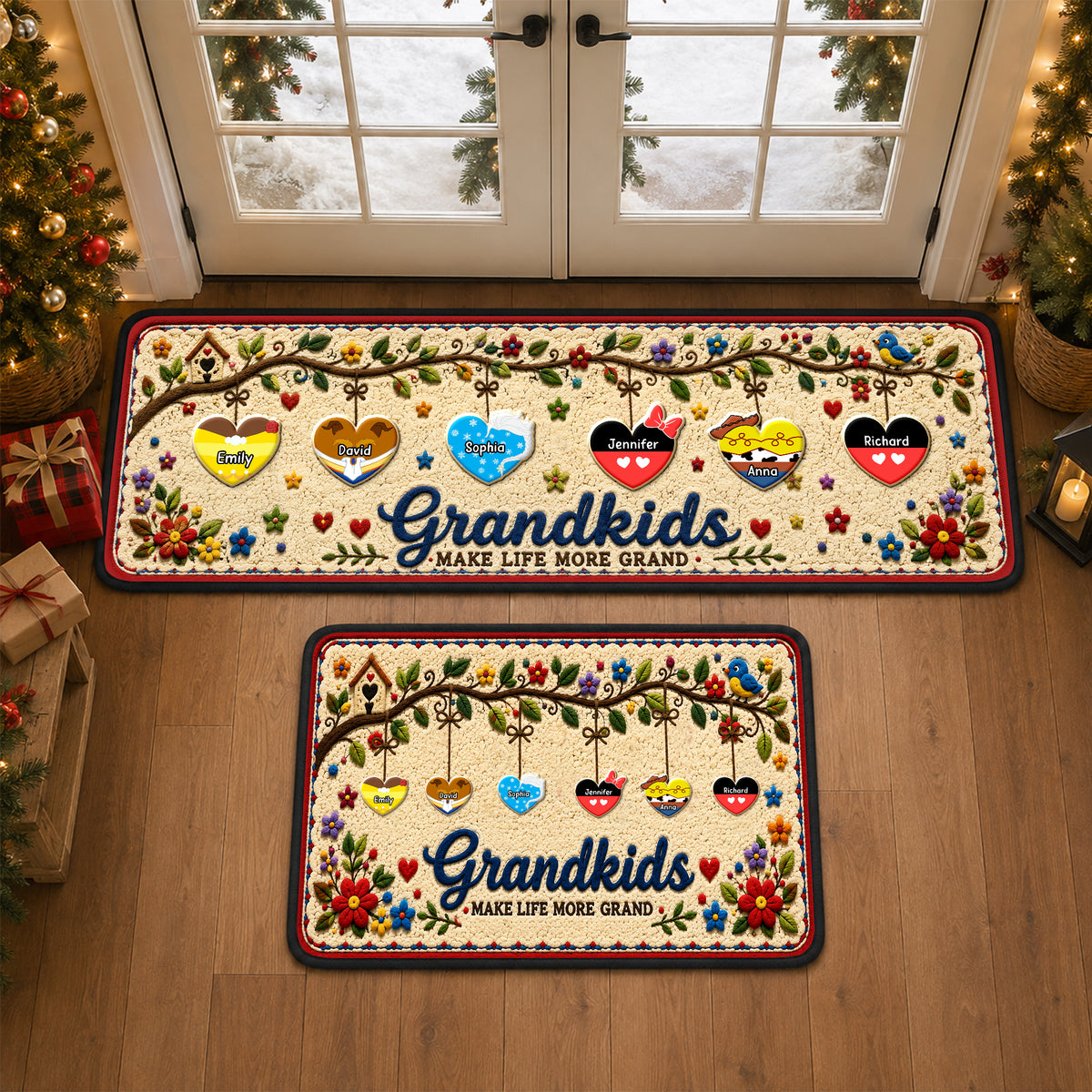 Lovely Hearts Grandkids Runner Rug - Personalized Gifts For Family 04naqn050926-Homacus