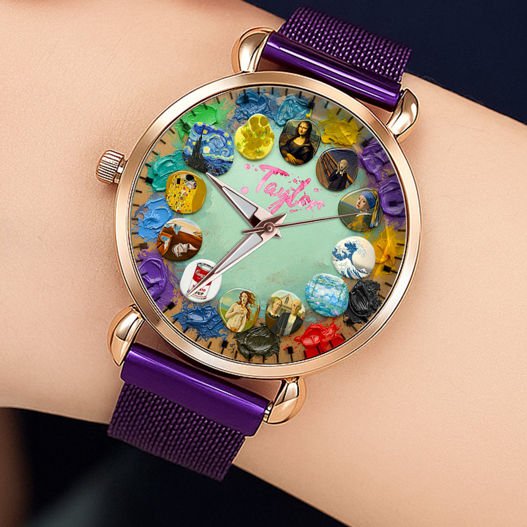 Timeless Art Mesh Strap Quartz Watch Personalized Gifts for Artist 02NADT310725-Homacus
