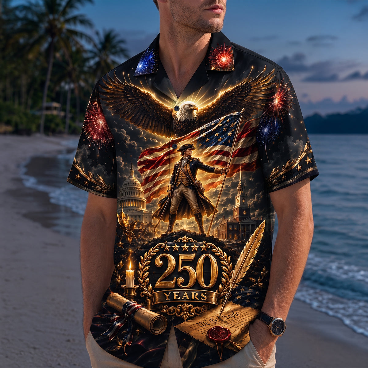Proud American - Celebrated America 250th Anniversary Hawaiian Shirt - Personalized Gifts For Patriots 03todt090626-Homacus