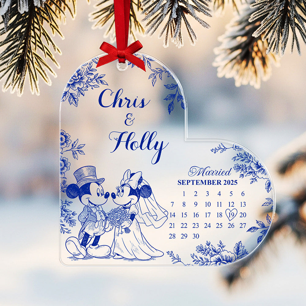 Personalized Gifts For Christmas, Couple Wedding Toile de Jouy Custom Shape Acrylic Ornament 02pgta081025-Homacus