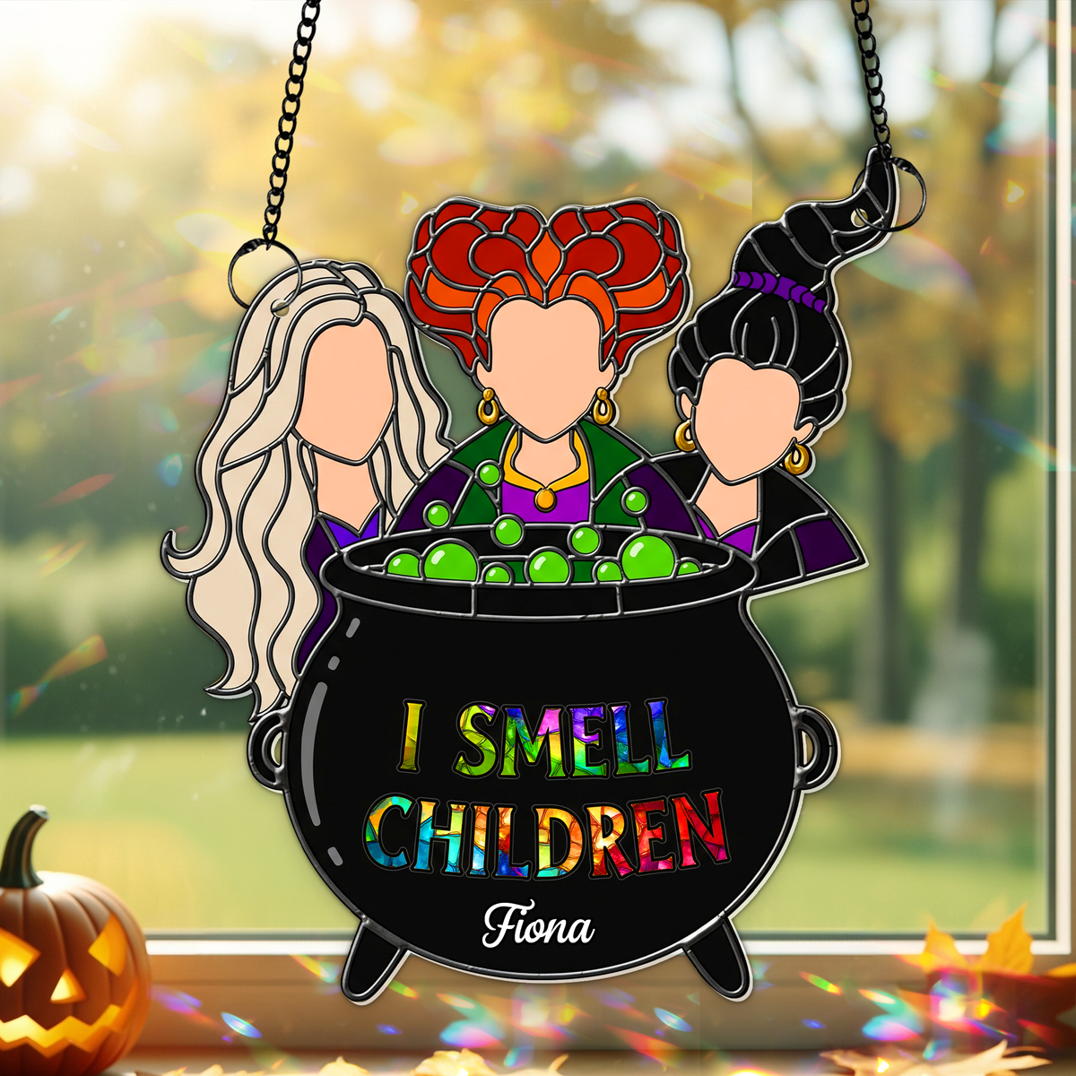 Enchanted Witches Trio Suncatcher - Personalized Christmas Gifts For Witch Lovers 02PGLU050825-Homacus