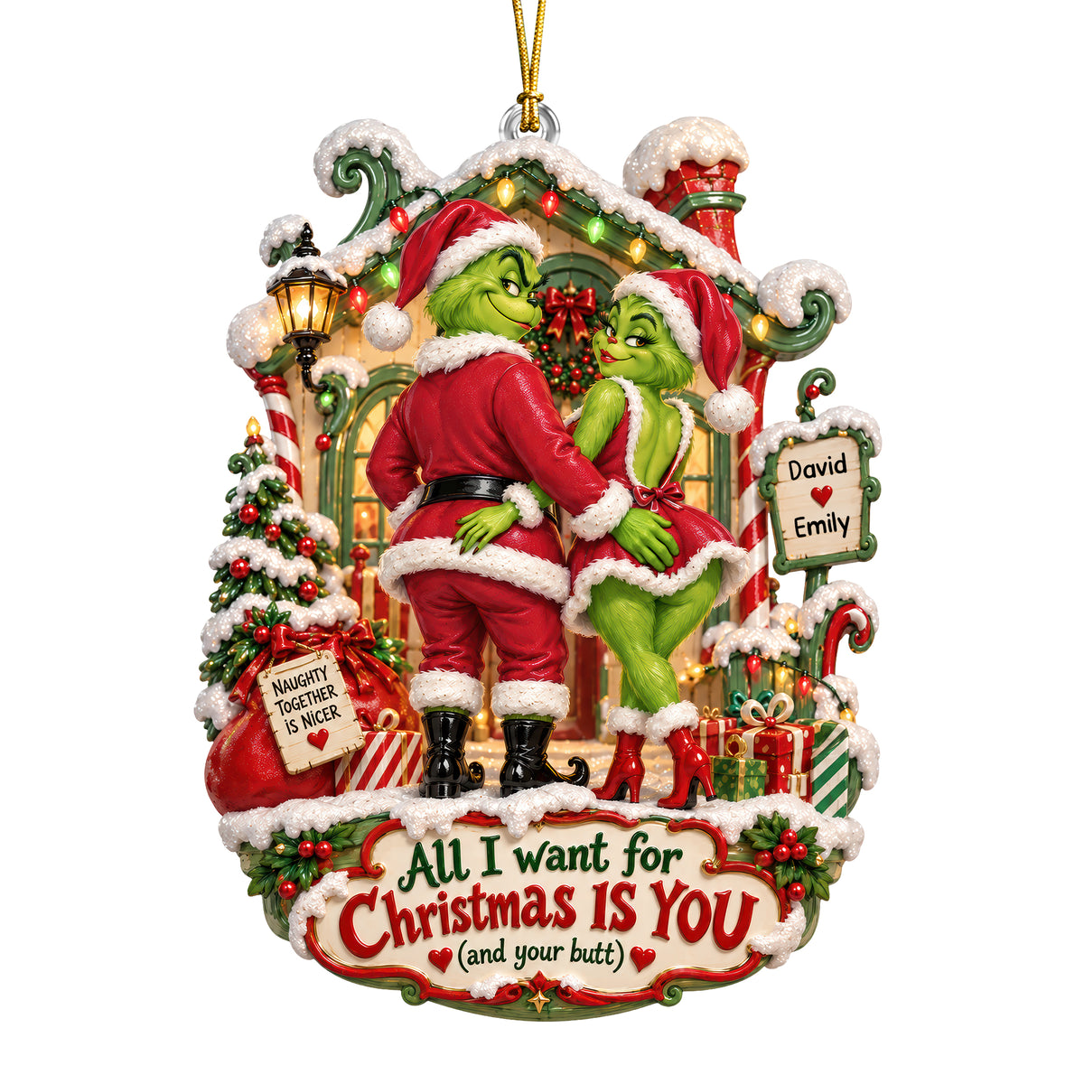 Playful Love Ornament, Personalized Gifts For Couple 04QHQN160926-Homacus