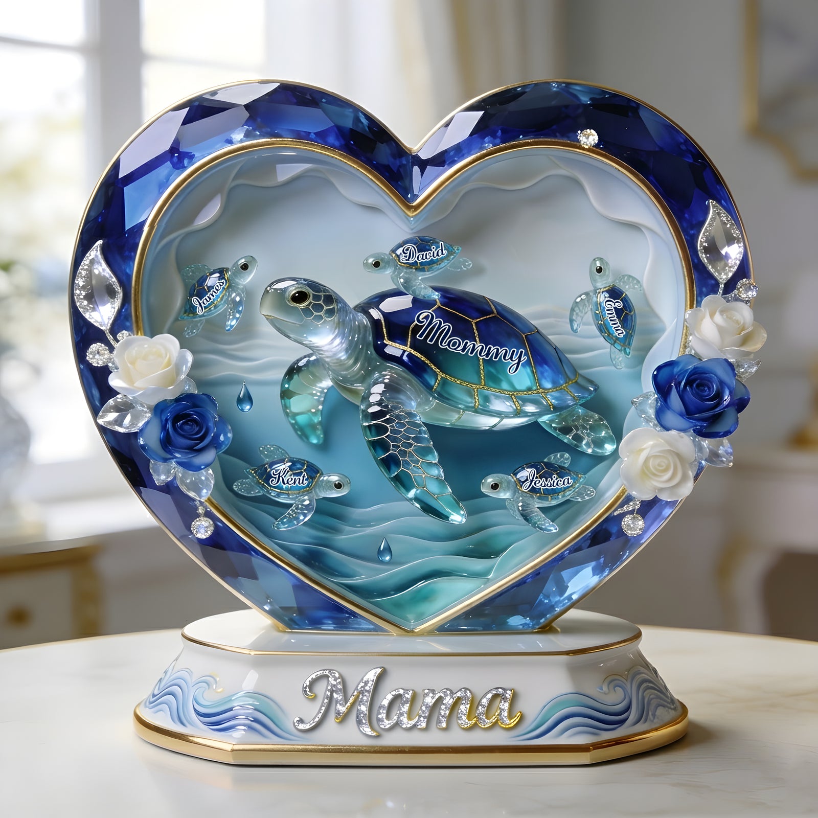 Sea Theme Turtle Mom And Kids Acrylic Plaque - Personalized Gifts For Mother's Day Plaque 04PGLU080426-Homacus