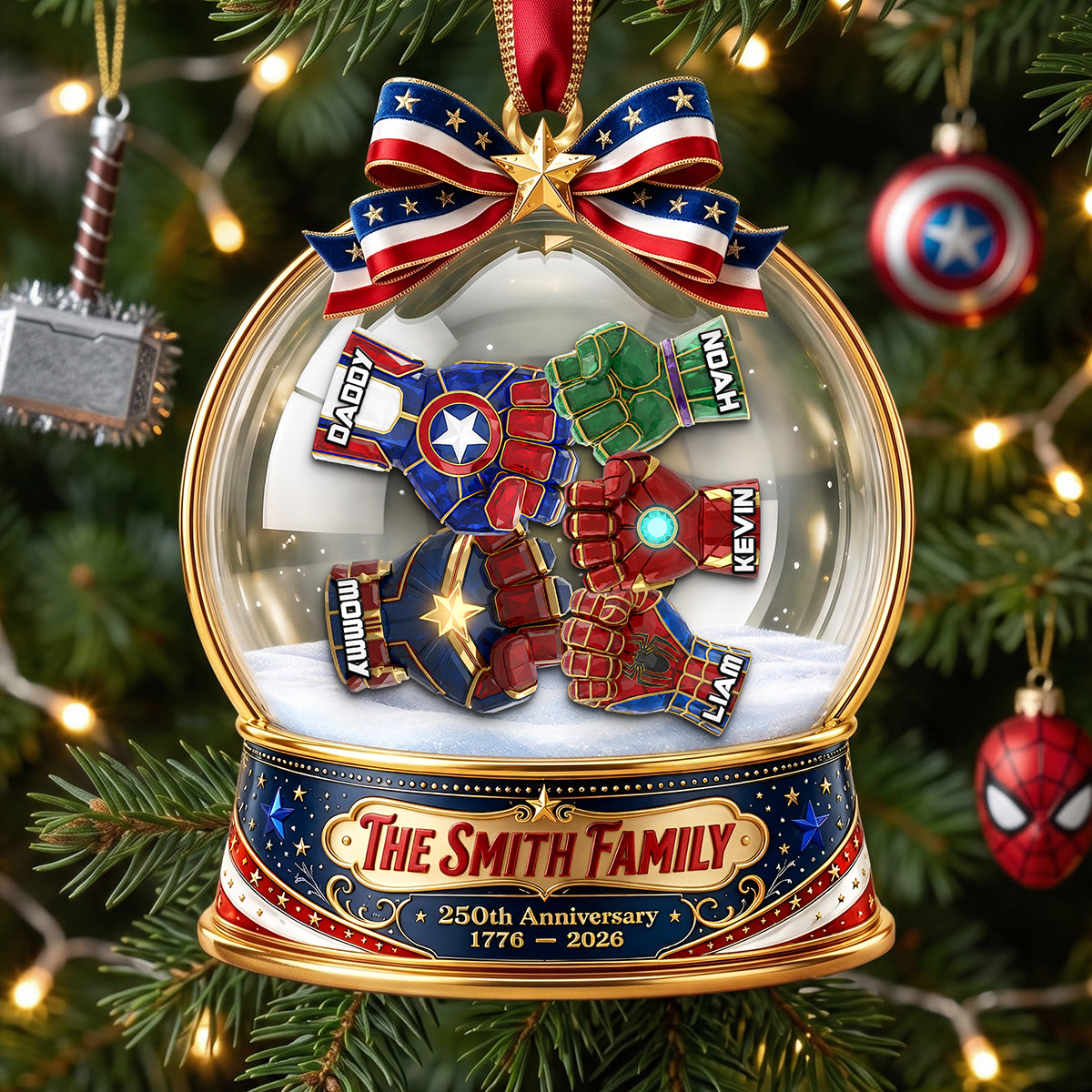 USA 250th Anniversary First Bump Christmas Ornament - Personalized Gifts For Family 03ohta240826
