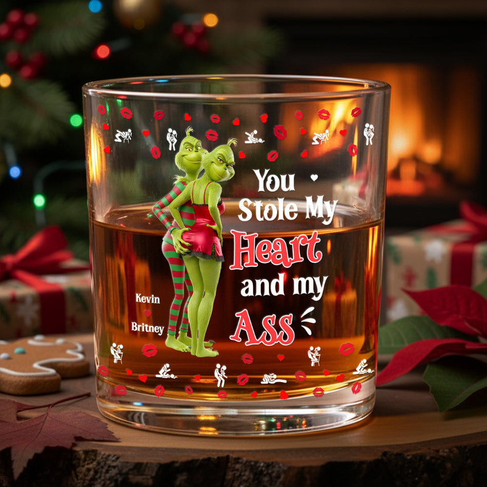 Cheeky Green Couple Christmas Glass Mug Personalized Gifts For Couple 03NADT150925-Homacus