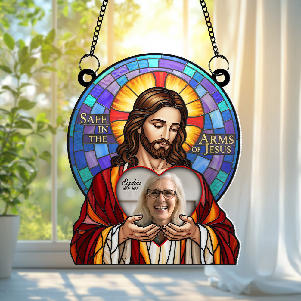 Save In The Arm Of Jesus Custom Photo Heaven Gifts For Family Suncatcher Ornament 02natn190625-Homacus