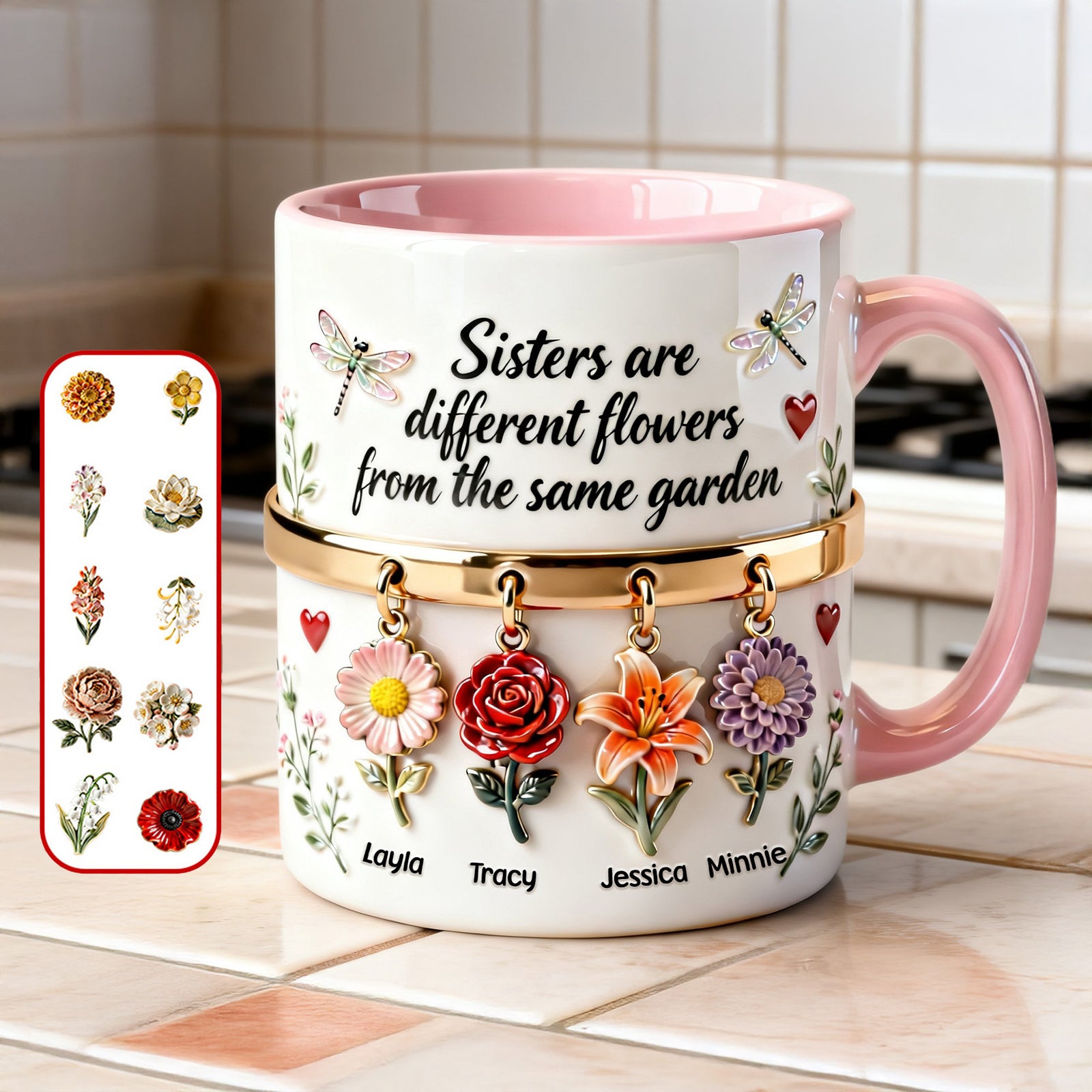 Birth Flowers Coffee Accent Mug - Personalized Gifts For Sisters 02NAMG261225-Homacus