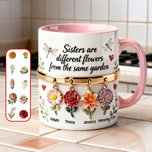 Birth Flowers Coffee Accent Mug - Personalized Gifts For Sisters 02NAMG261225-Homacus