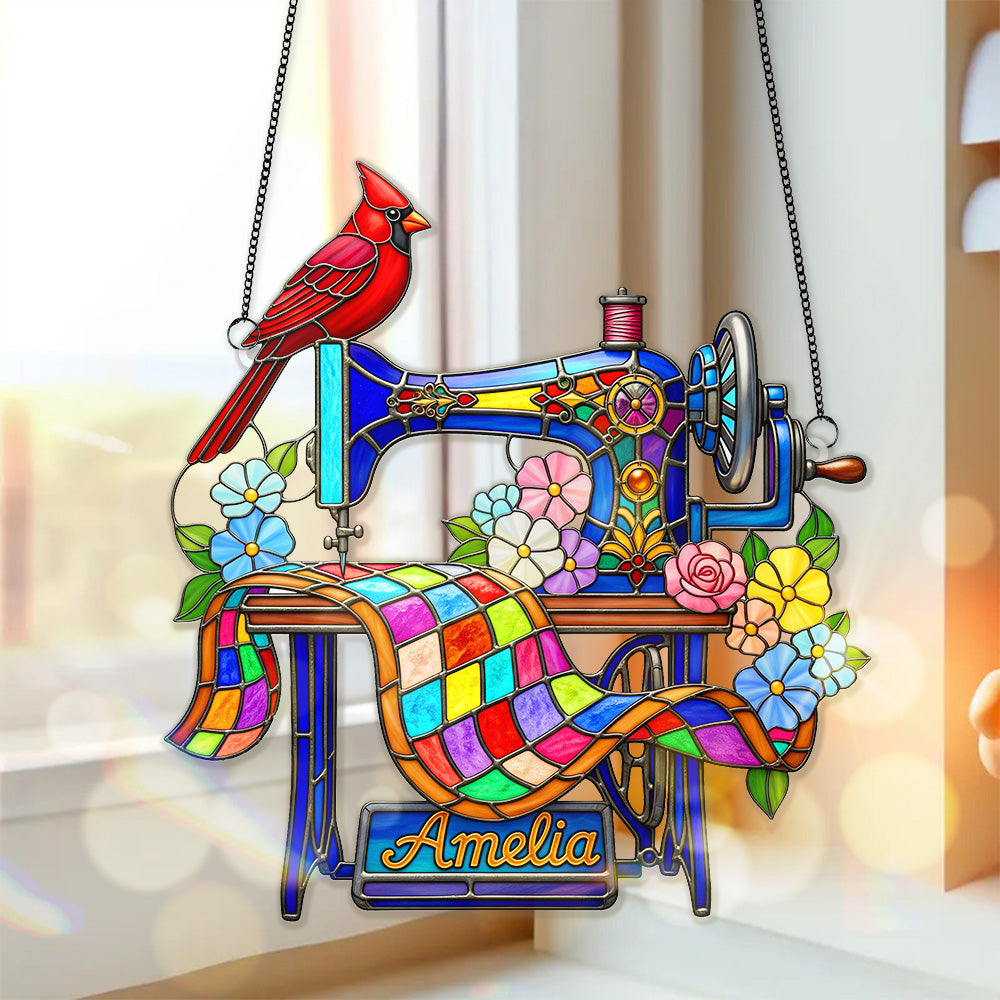 Sewing Machine Suncatcher Ornament - Personalized Gifts For Heaven Memorial 03OHMG060825-Homacus