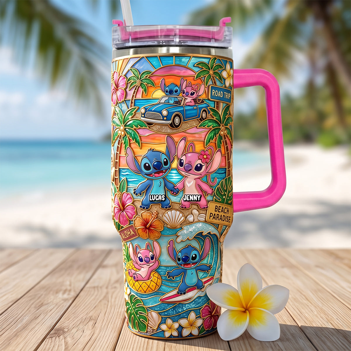 Couple Summer Vibes 40oz Tumbler With Handle - Personalized Gifts For Couples 02patn300626-Homacus