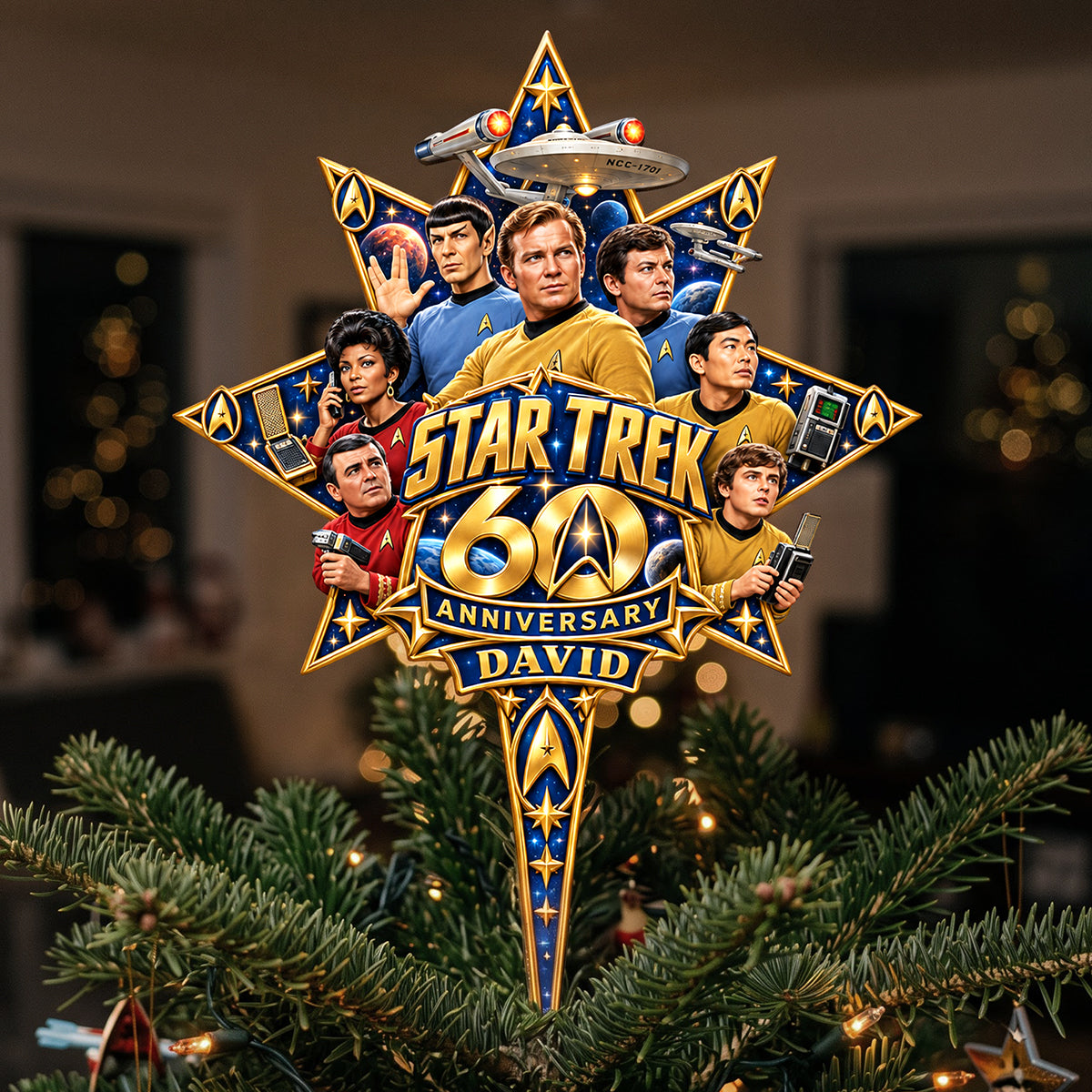 Starship 60th Anniversary Personalized Christmas Tree Topper 02ohta121026-Homacus