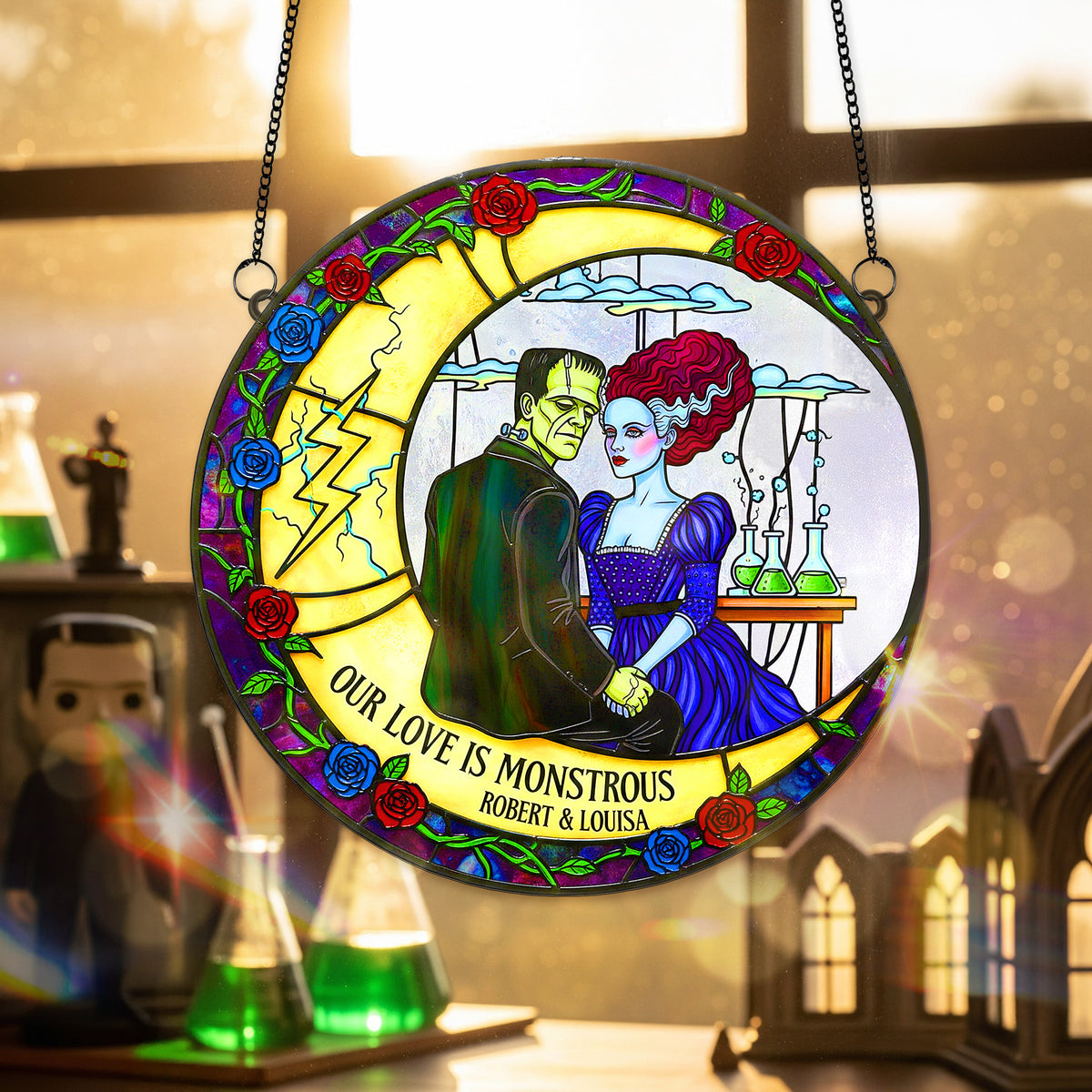 Spooky Couple Suncatcher Ornament - Personalized Gifts For Couple 01HUMG090825-Homacus