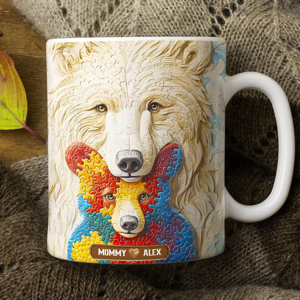 Personalized Gifts For Mom Coffee Mug, Autism Mama Bear 02TGMH240225-Homacus