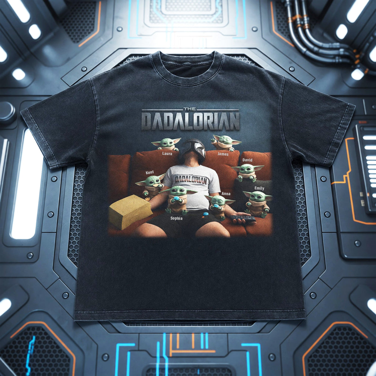 Dad’s Little Galaxy Crew Washed Shirt Personalized Gifts For Dad 01TOQN050526-Homacus