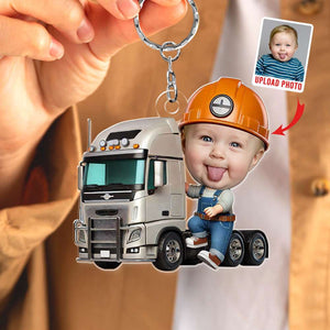 Custom Photo Gifts For Kid Keychain Kid Trucker 01OHDT091224-Homacus