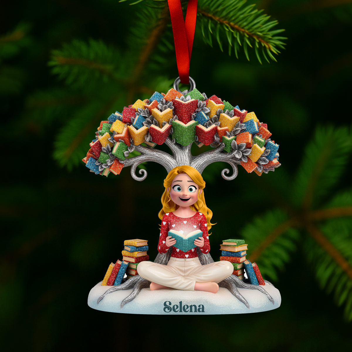 Book Tree Christmas Ornament Personalized Gifts For Book Lovers 01NALU061025-Homacus