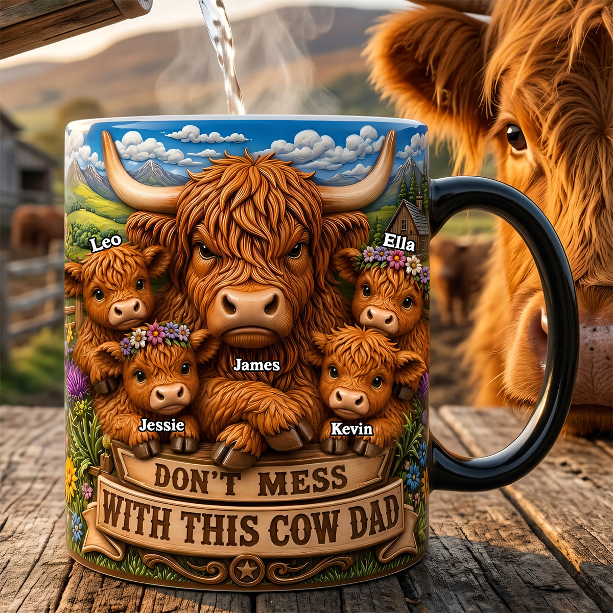 Rustic Highland Cow Dad Magic Coffee Mug- Personalized Gifts For Dads 03TYTA220526-Homacus
