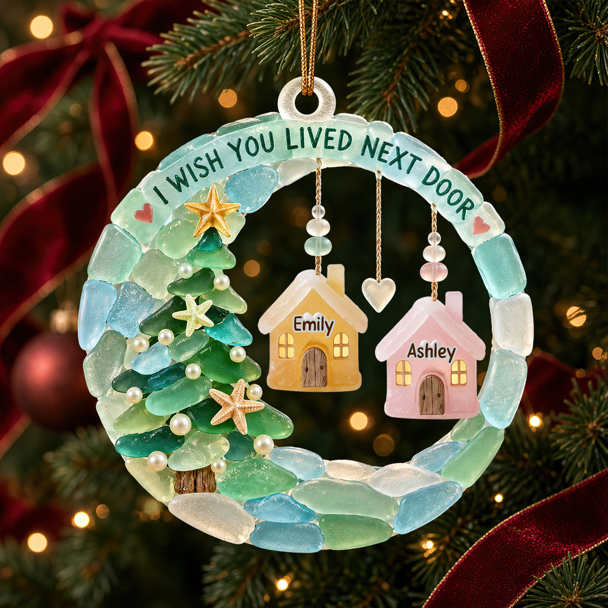 Besties House Seaglass Acrylic Ornament - Personalized Christmas Gifts 01nadt211026
