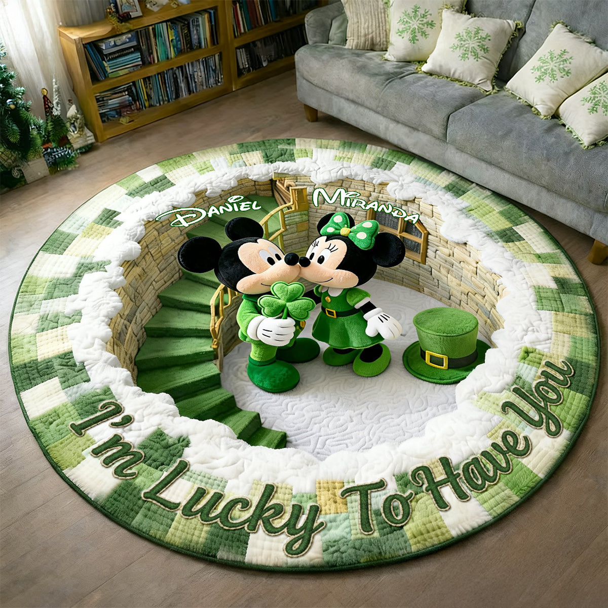 Saint Patrick’s Day - Personalized Gifts For Couple Quilted Round Mat 02NAMG100226-Homacus