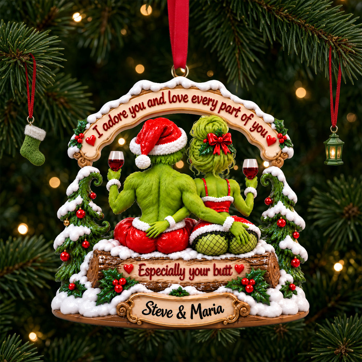 Playful Touch Couple Acrylic Ornament - Personalized Gift For Couples 05TOLU161026-Homacus