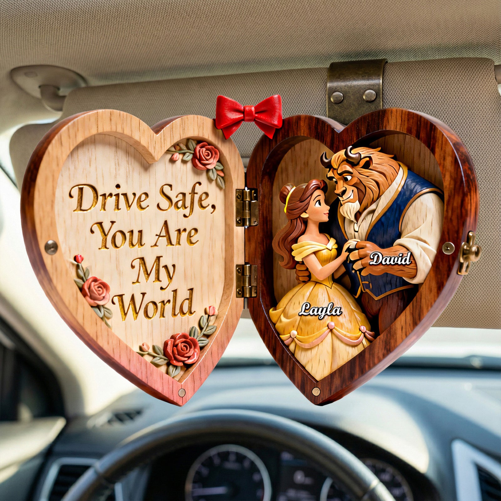 Fairy Tale Couple Car Visor Clip - Personalized Gifts For Couple 02namg241225-Homacus