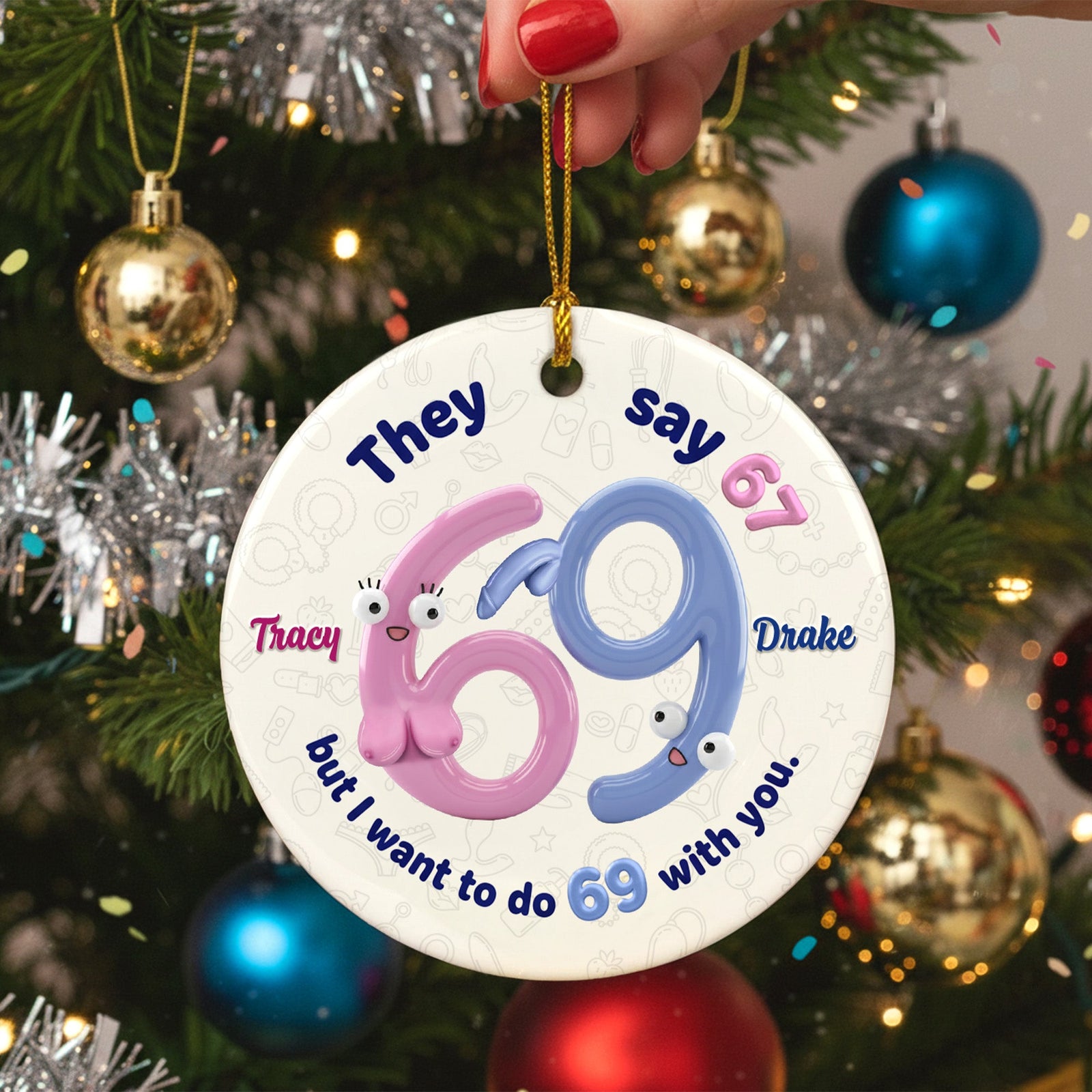 Personalized Gifts For Couple Christmas Round Ceramic Ornament 01humg191125-Homacus