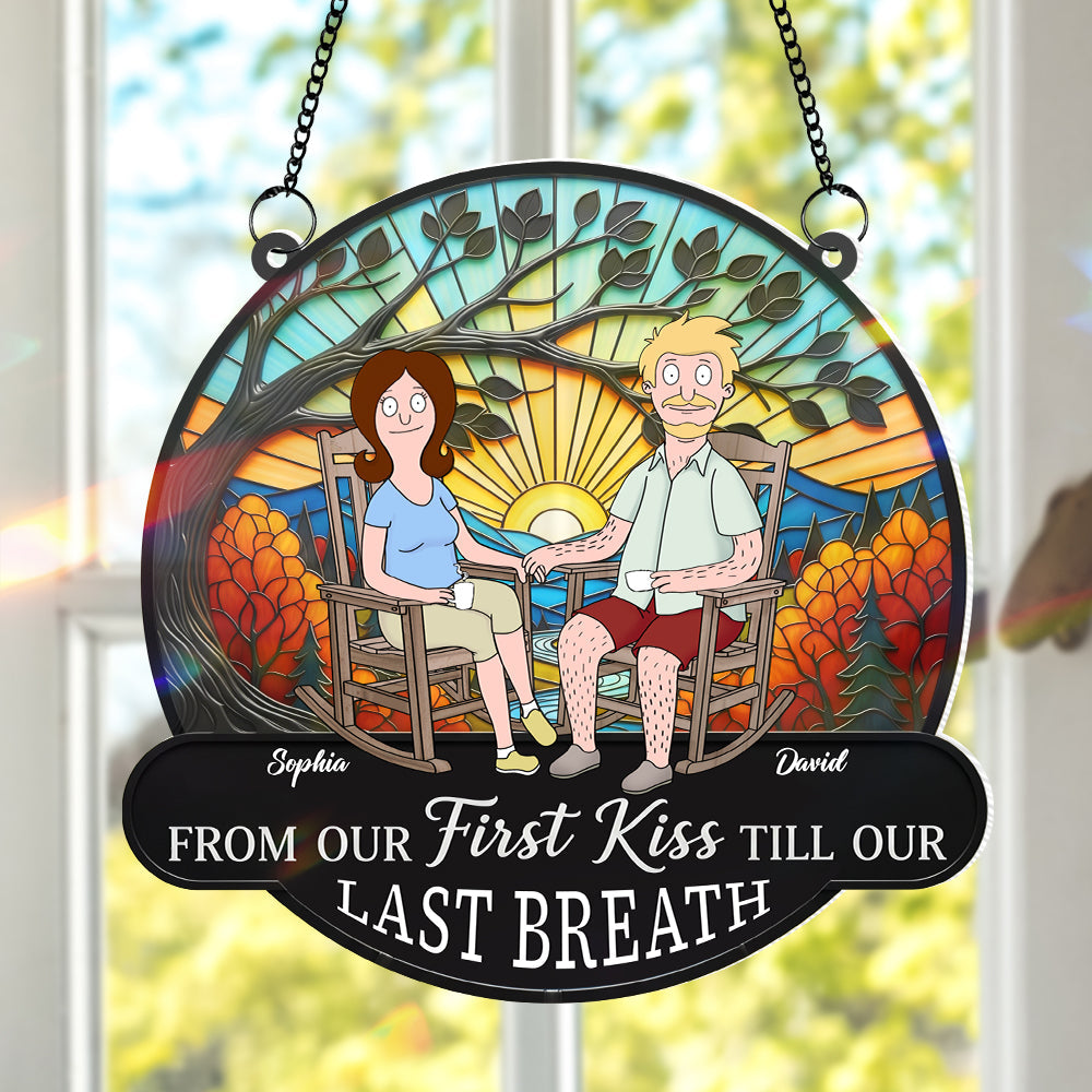 Funny Cartoon Couple Personalized Christmas Gifts For Couple Suncatcher Ornament 03ohtn300725pa-Homacus