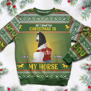 All I Want For Christmas Is My Horse, Personalized Gifts Pet Lovers Ugly Sweater 04TGMH231024TM-Homacus