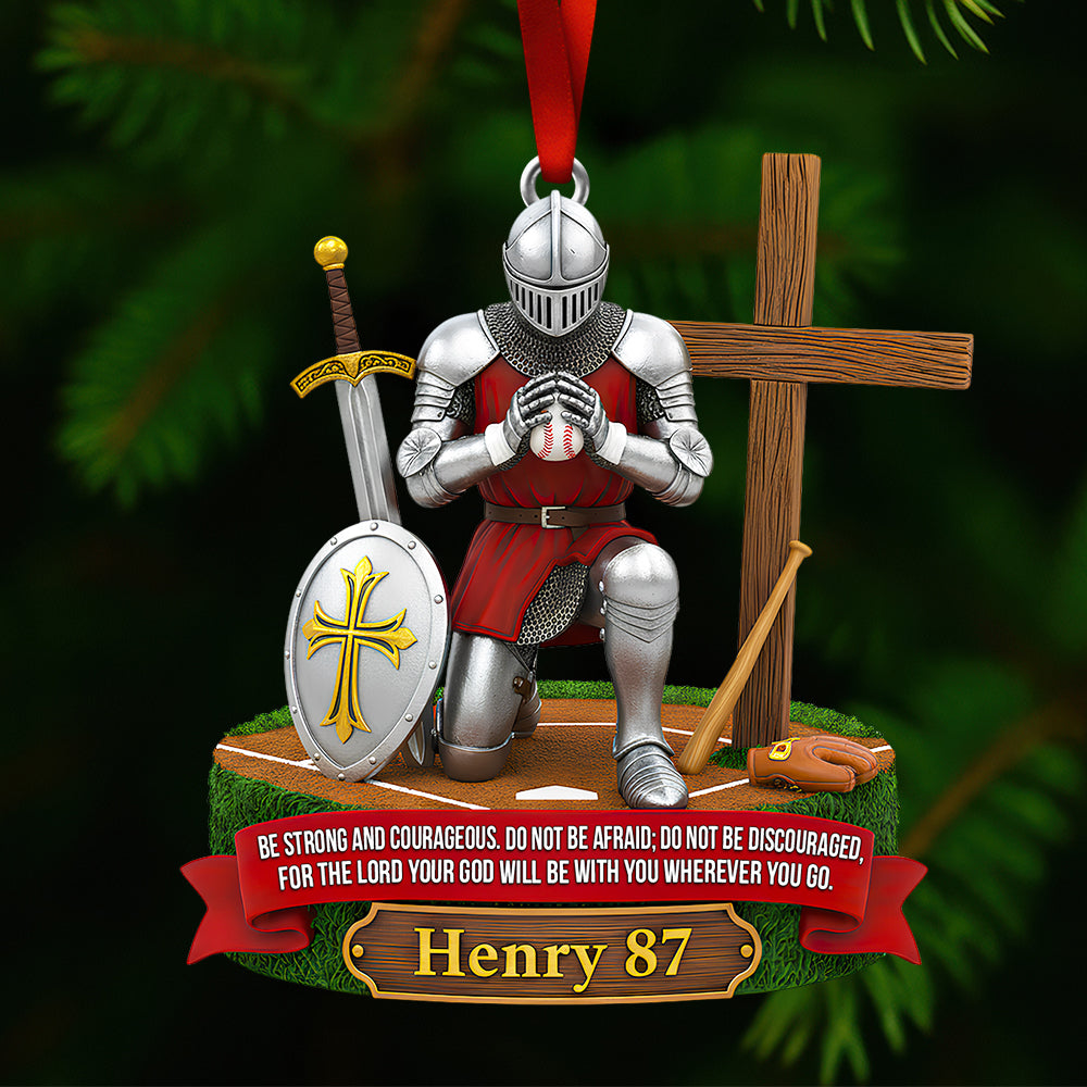 Faith, Strength & Game – Personalized Knight Baseball Ornament 03HUDT111025-Homacus
