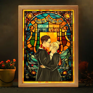 Personalized Gifts For Couple Light Frame Wizard & Witch With Stained Glass Art-Homacus