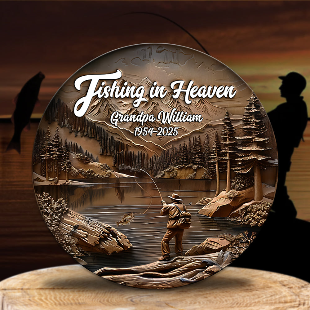 Personalized Memorial Gifts For Fishing Lovers Metal Sign 02kalu240325 Fishing In Heaven-Homacus
