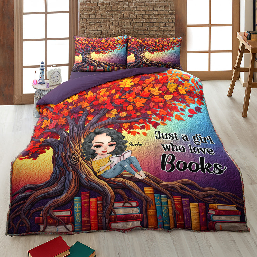 Reading Girl Under The Tree Quilt Bedding Set - Personalized Gifts For Book Lovers 04hutn040625-Homacus