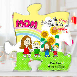 Personalized Gifts For Mom Shaped Acrylic Plaque Mom & Little Ones Holding Hand 02XQLU200125HH-Homacus