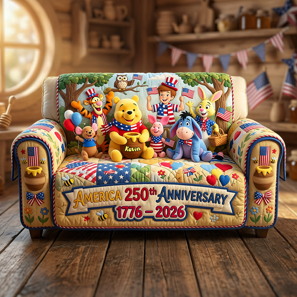 America 250th Anniversary Cartoon Friends Sofa Cover - Personalized Gifts 01tyta220626-Homacus