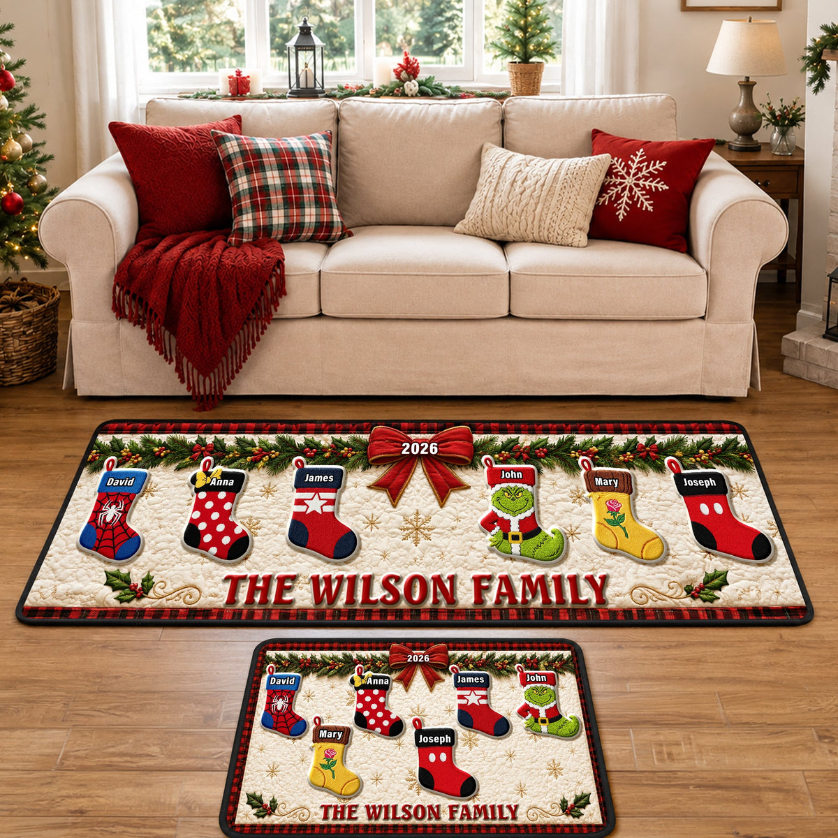 Festive Stockings Runner Rug - Personalized Christmas Gifts For Family 07naqn220826