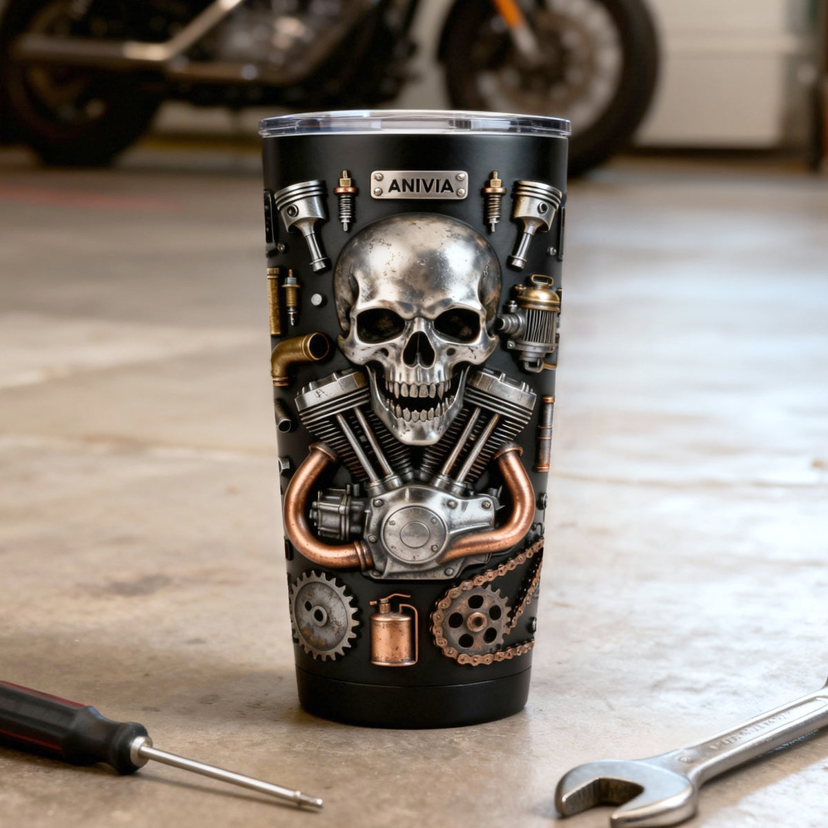 Skull Tumbler - Personalized Gifts For Bikers 03TOTN291225-Homacus