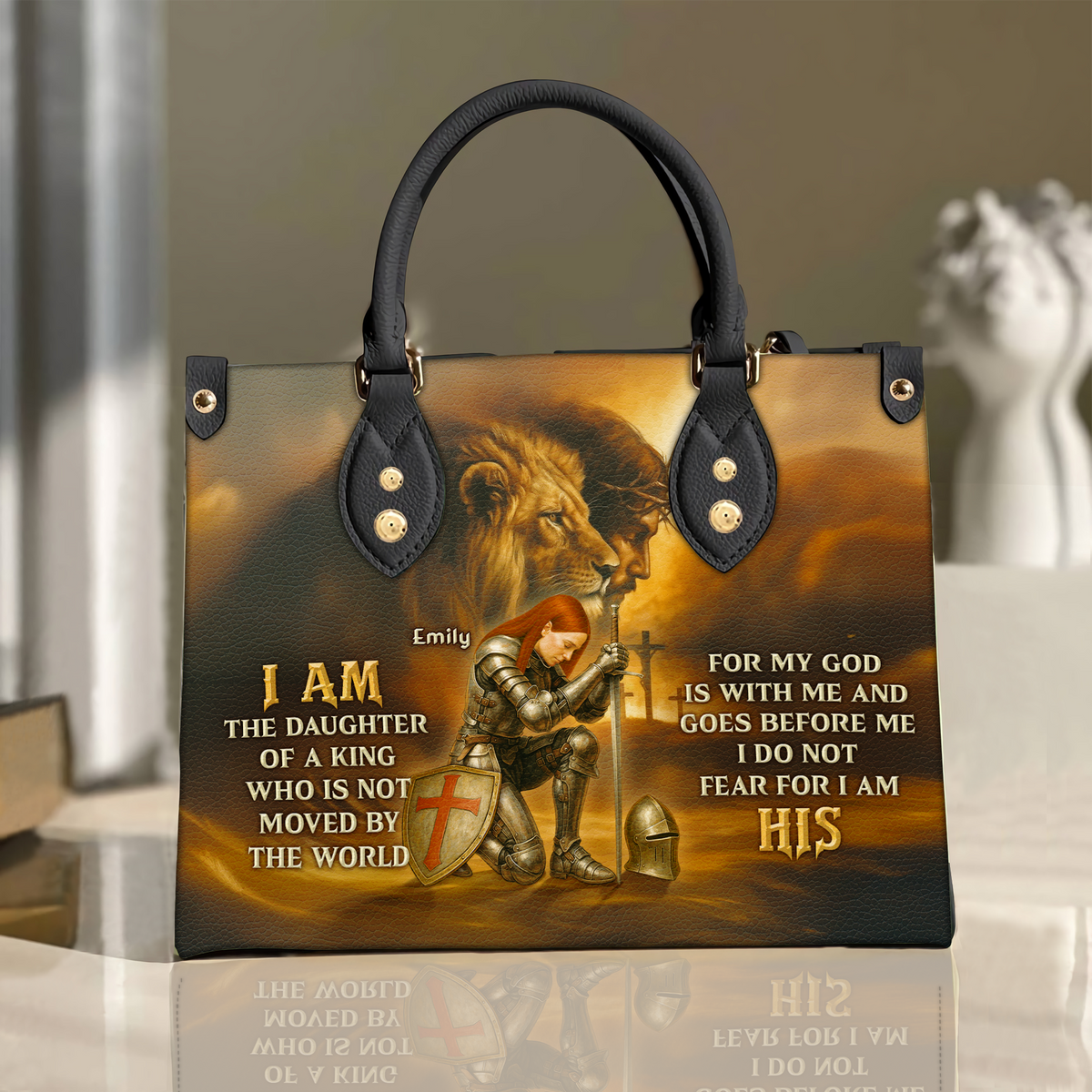 Kneeing Knight Leather Bag - Personalized Gifts For Christians 02hupu130625-Homacus