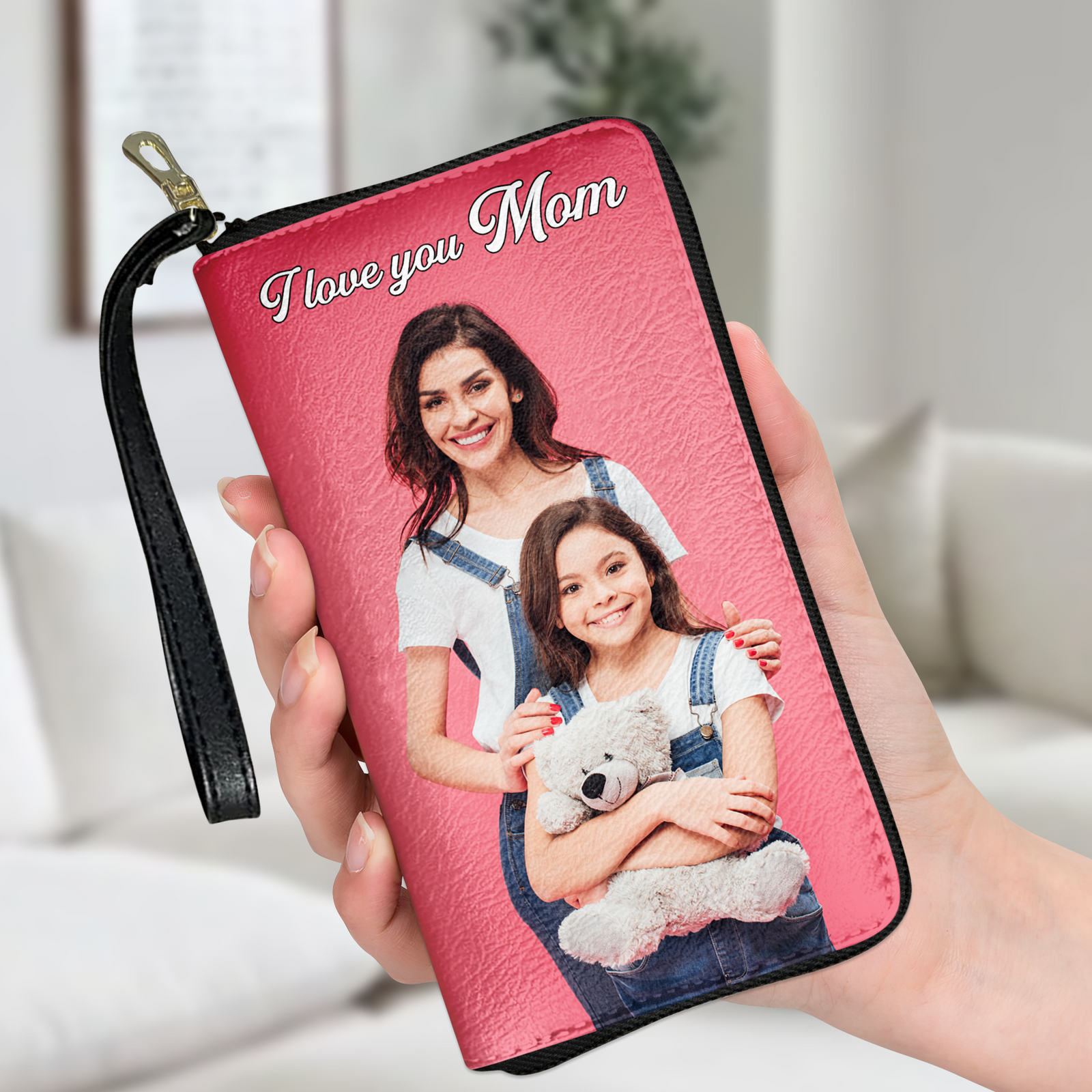 Custom Photo Gifts For Mom Twill Faux Leather Wallet-Homacus