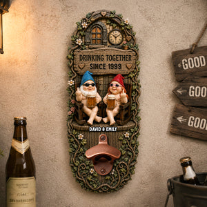 Drinking Together Couple Wall Hanging Bottle Opener - Personalized Gifts For Couples 05OHDH200726-Homacus