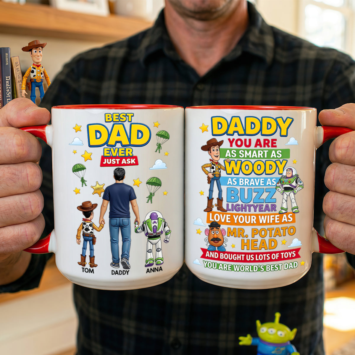 Best Dad Ever Cartoon Coffee Accent Mug - Personalized Gifts For Father's Day Coffee Mug 01HUDT250526-Homacus