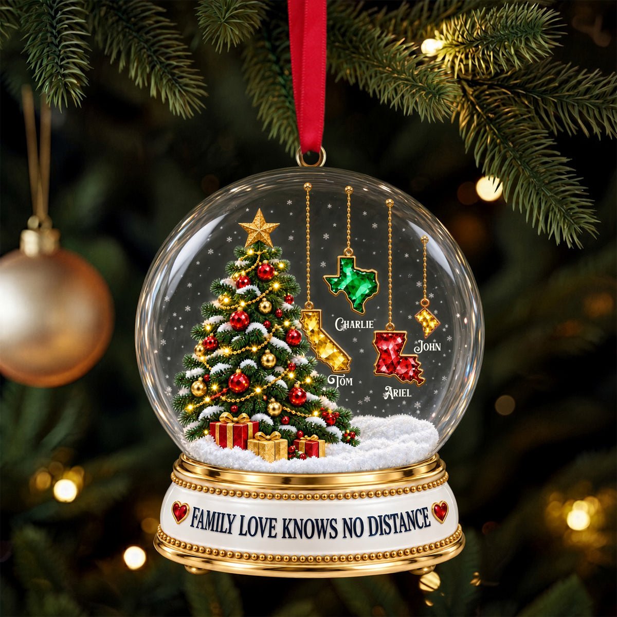 Family Love Knows No Distance Christmas Ornament - Personalized Gifts For Family 04tylu250926
