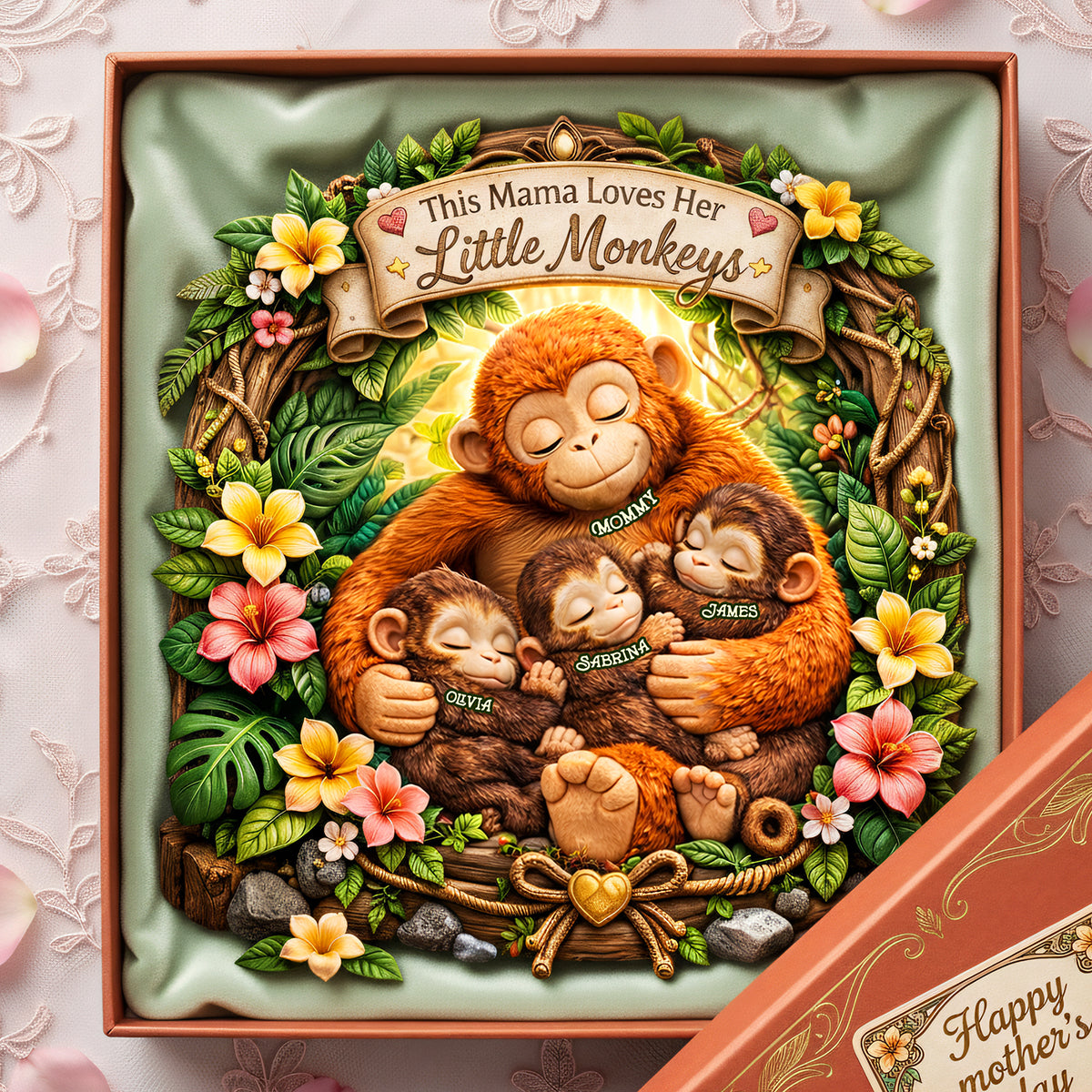 Mom And Her Little Monkeys Acrylic Plaque - Personalized Mother's Day Gifts 01tota110326-Homacus