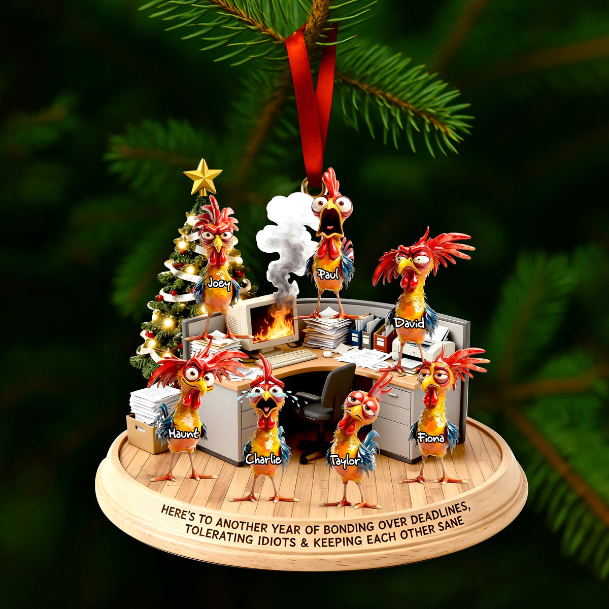 Office Chaos Chicken Acrylic Ornament - Personalized Gift For Coworkers 03QHLU111125-Homacus