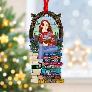 Personalized Christmas Gifts For Book Lovers Ornament 06hupu160924pa A Girl Sitting On Stack Of Books Reading-Homacus