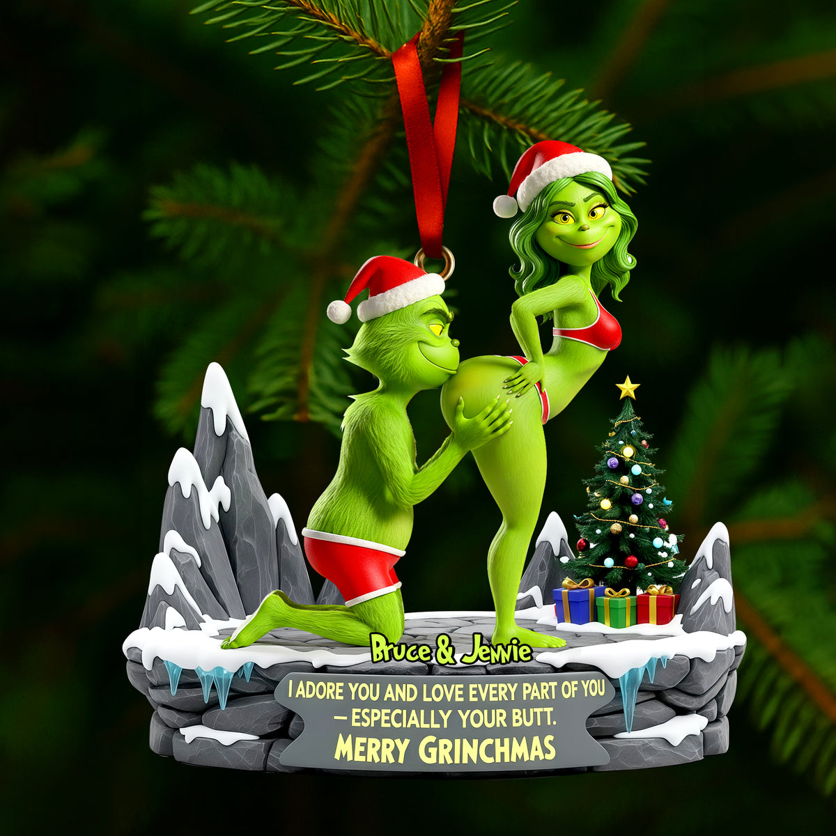 Playful Green Couples Ornament - Personalized Gift For Couples 03OHLU191125-Homacus