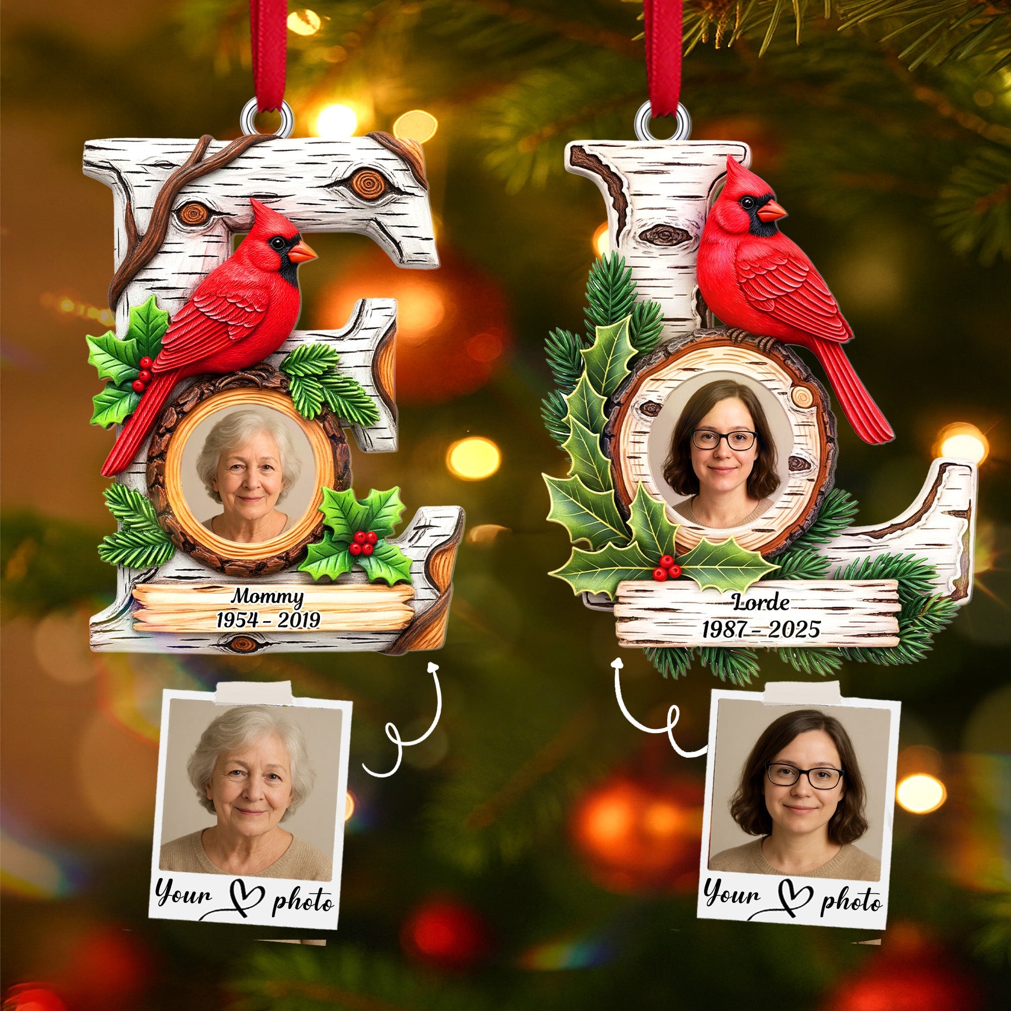 Memorial Cardinal Ornament With Initials - Personalized Christmas Gift For Loved Ones 02HUMG150925-Homacus
