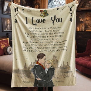 Personalized Gift For Couples, Couple Blanket 02HUDT260924PA Wizard Couple Kissing-Homacus