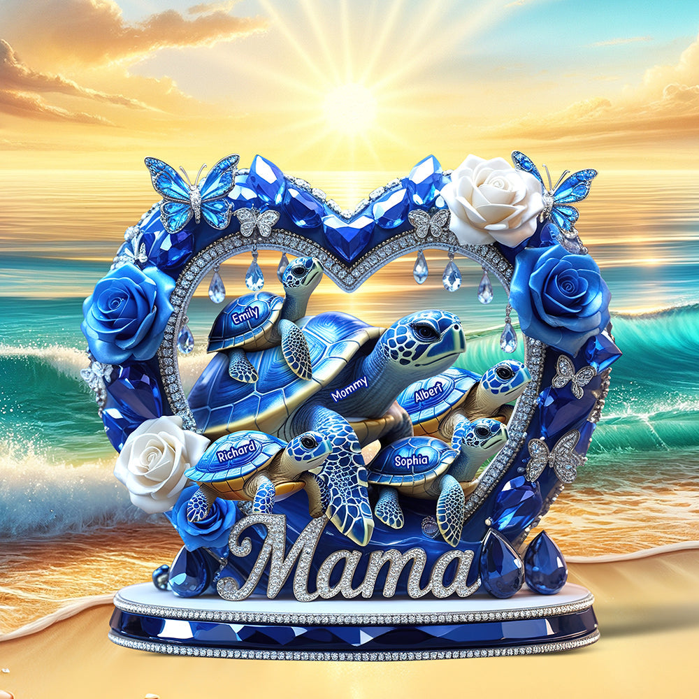 Sparkling Mama Turtle Plaque – Personalized Christmas Gifts For Mom 02XQQN240425-Homacus
